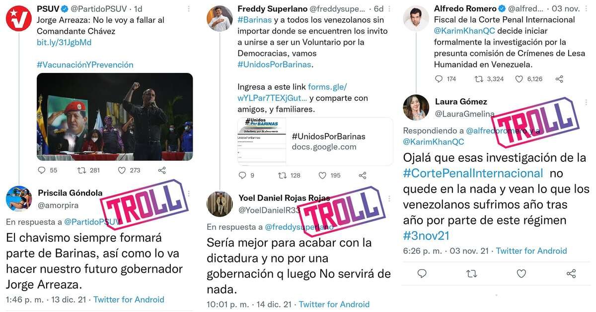 Compilado de publicações de contas falsas no Twitter durante as eleições